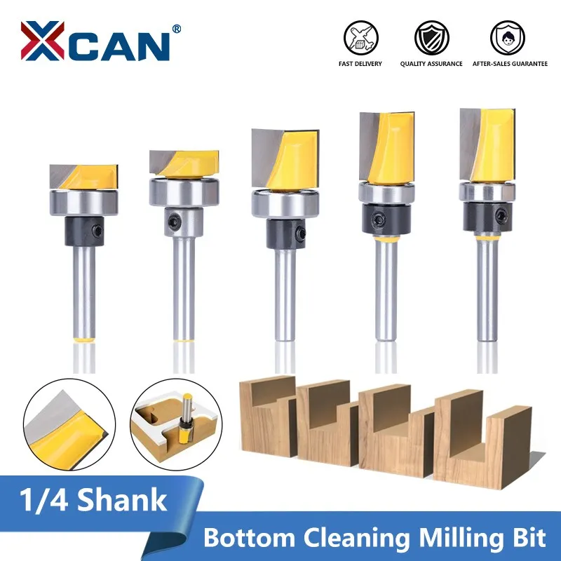 XCAN Template Trim Hinge Mortising Router Bit 6mm 1/4Shank Bottom Cleaning Milling Cutter for Woodworking Pattern Flush Trim Bit