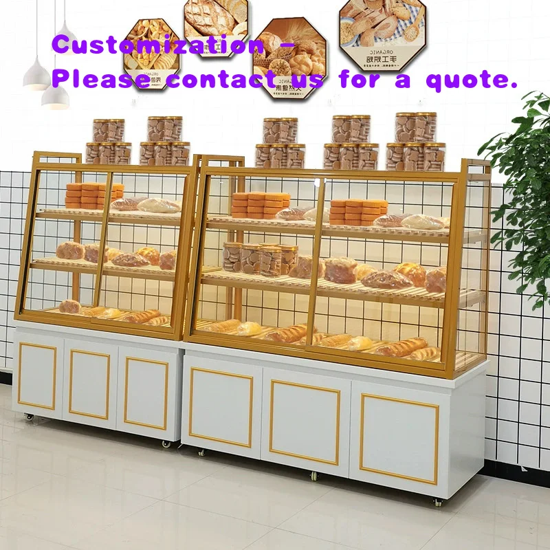 custom.Factory Direct Heavy-Duty Bread Cake Pastries Display Side Cabinet Metal Led Light Transparent Glass Dessert Pastry B