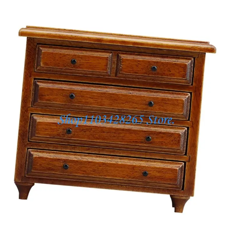 

Compact 5 Drawer Chestnut Wooden For 1/12 Dollhouses Rooms Vintage Mini Furniture G2TE