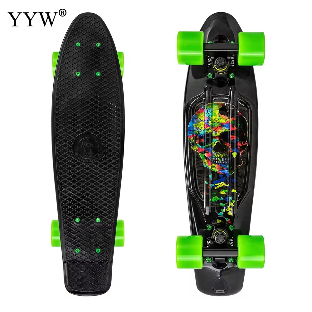 22 inch Skateboarders Beginner Adult Kids Cool Rocker Skateboard PU Plastic High Speed Drift Skateboard Complete Skate board