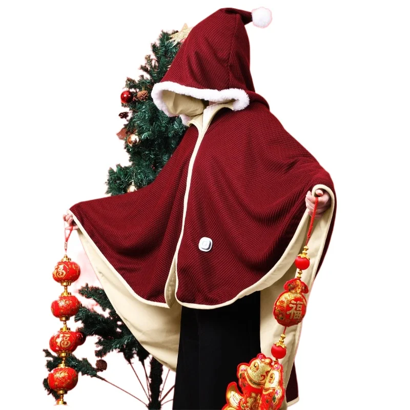 Heated Shawl Electric Warm Blanket USB Charging Portable Wearable Heating Pad Washable Fleece Cloak Single Travel Office Use