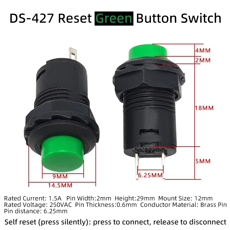 10 قطعة/الوحدة مفتاح بـزر دفع صغير DS-211 الجولة 6/10/12/16 مللي متر الذاتي قفل 213 لحظة 212 PBS-11 R13-507