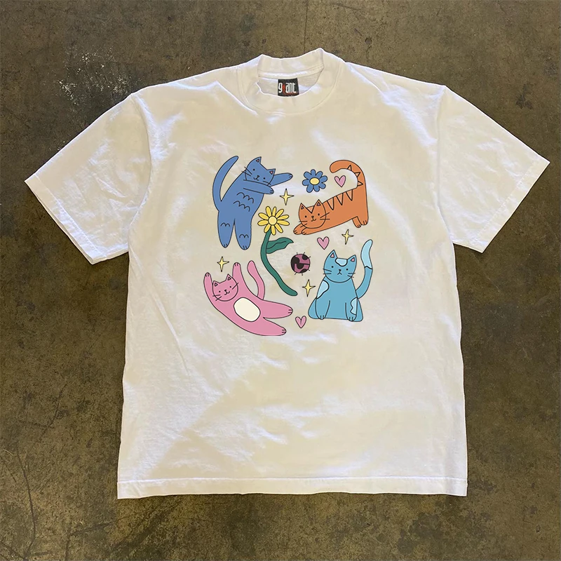 

Футболка унисекс с коротким рукавом в гонконгском стиле, весна-лето 2026, новая коллекция, для пар, не для легкого веса, в стиле Heavyweight