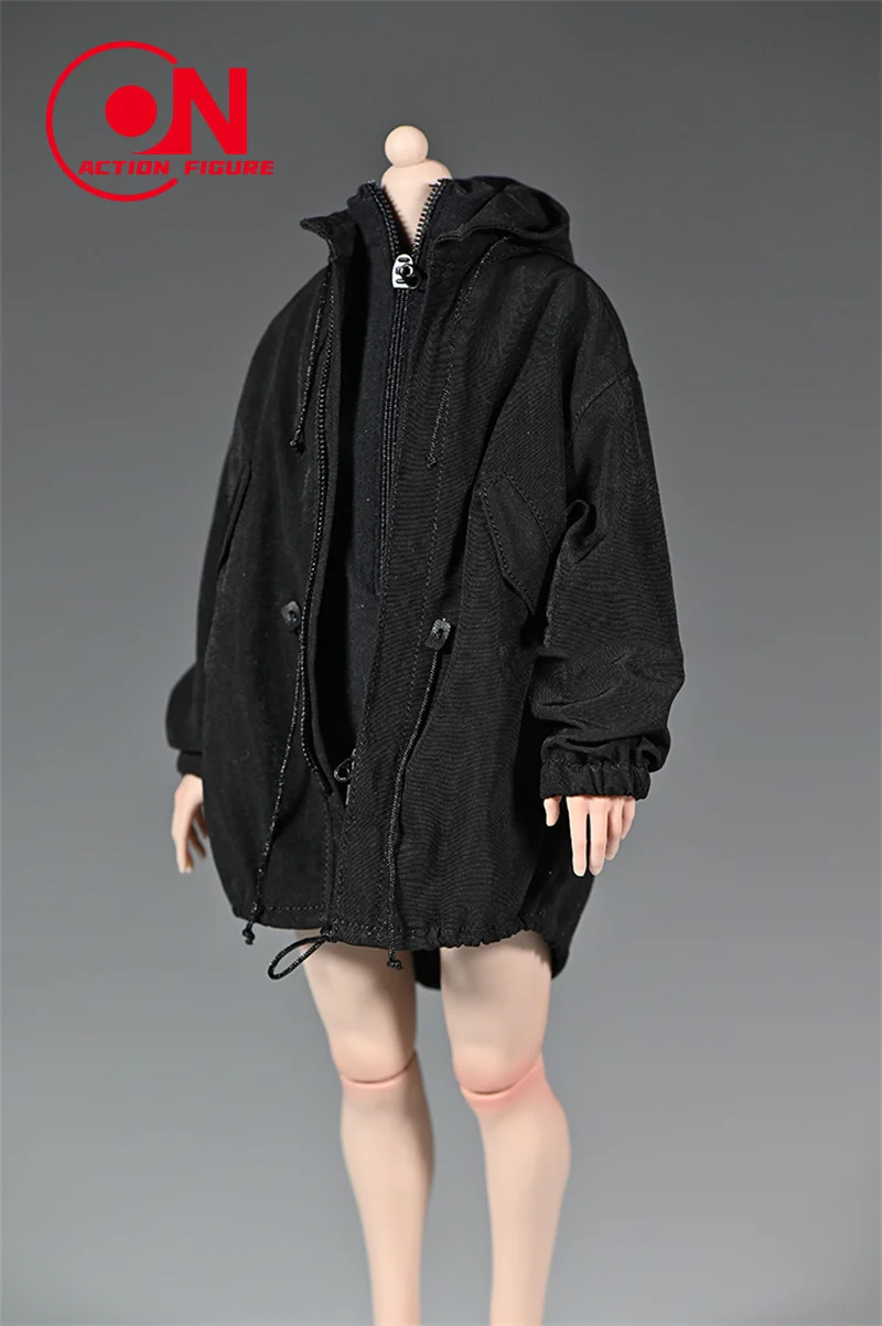 1/6 Scale Female Hoodie Zipper Windbreak Loose Coat Military Style Jacket Clothes Model Fit 12'' Soldier Action Figure Body