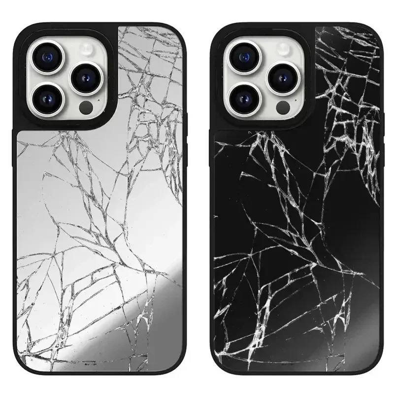 Creative Broken Mirror Pattern iPhone 11 12 13 14 15 16 Pro Max Protective Case