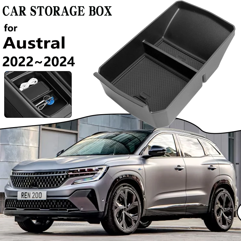 

For Renault Austral 2022 2023 2024 Car Storage Box Armrest Organizer Center Consoles Container Flocking Sundrie Auto Accessories