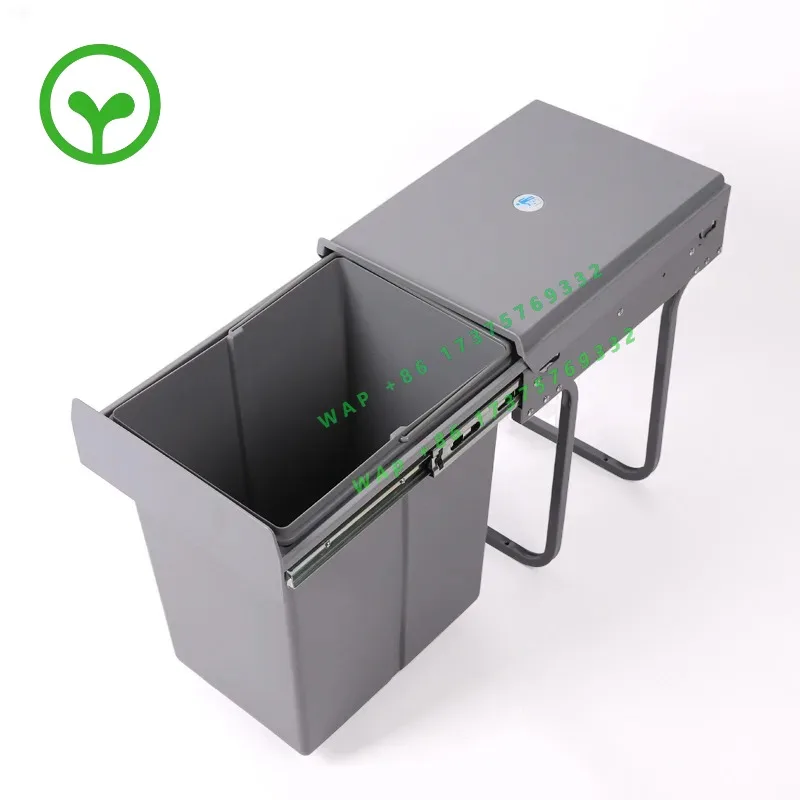 【2026】Cabinet Recessed Trash Can Kitchen Hidden Single Bucket 1×20L Cleaning Tub Pull-out Retractable Rail With Lid