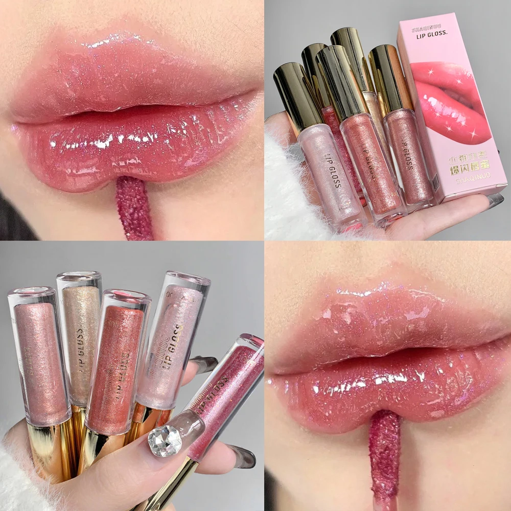 Diamant Glitter Lip gloss wasserdichte feuchtigkeit spendende Lippen glasur dauerhafte schimmernde glänzende Spiegel flüssige Lippenstift koreanische Make-up-Kosmetik