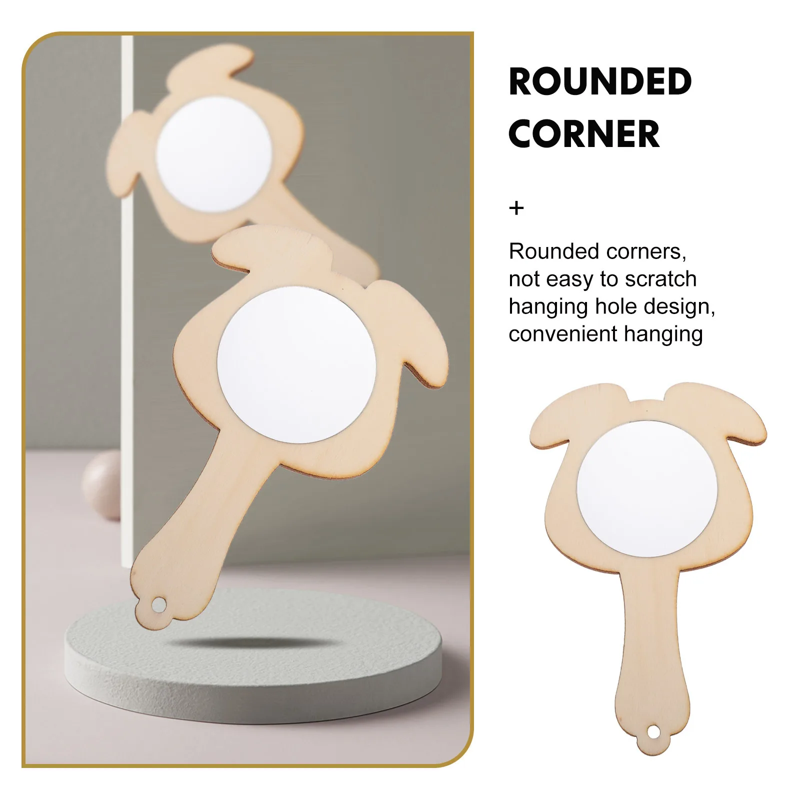 8 قطعة مرايا يدوية ذاتية الصنع من الخشب الفارغ ملحقات حرفية للأطفال لتزيين طاولة الزينة والفنون والحرف اليدوية