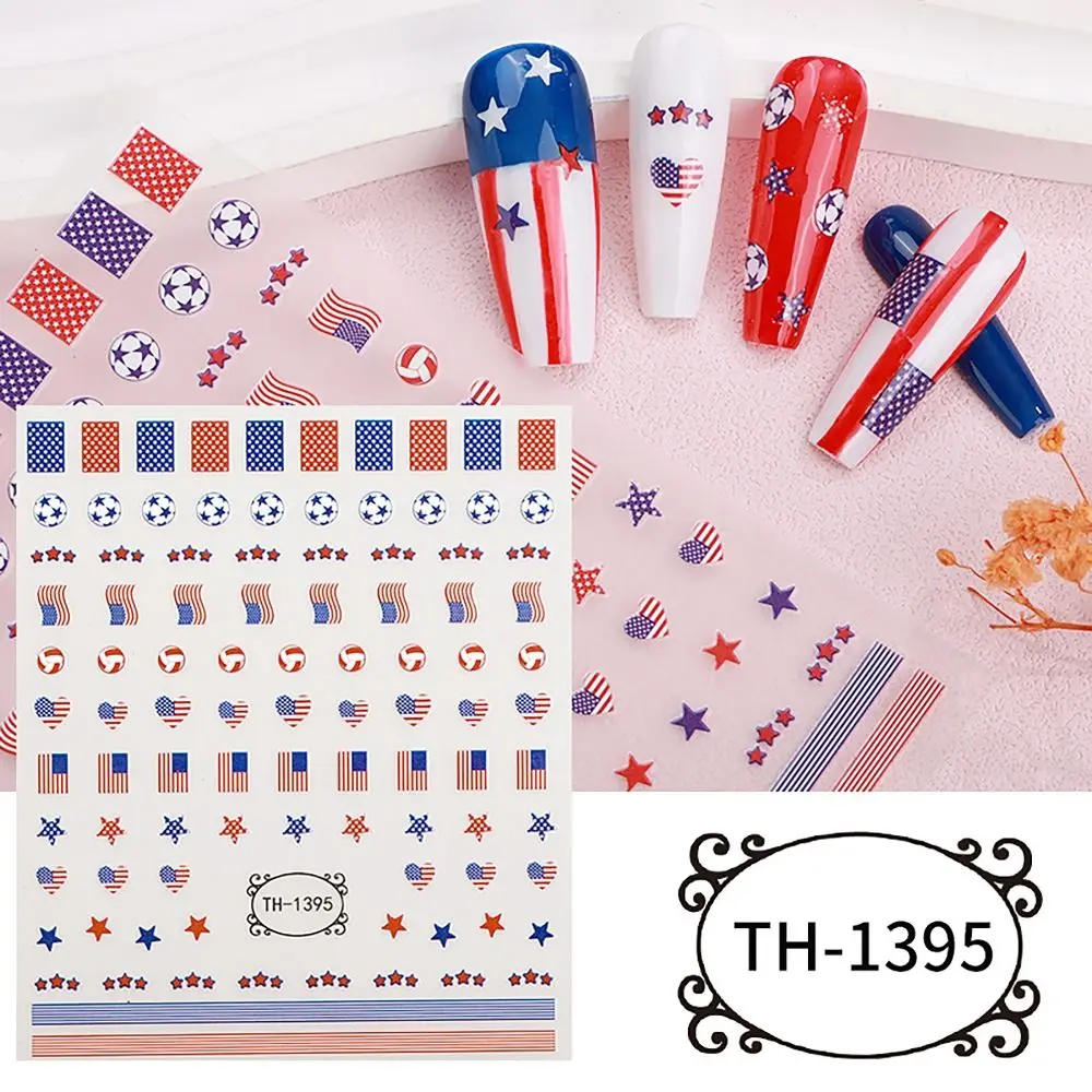 Flag Soccer Nail Art Stickers Fashion INS Style Soccer Nail Accessory Manicure Decor Gel Nail Stickers Party Decor