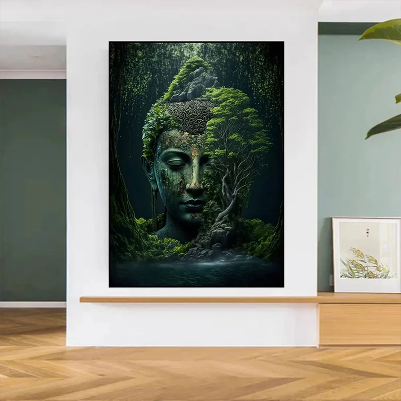 Buddhism Zen Religion Meditation Poster and Print Canvas Painting Wall Art Buddha In Nature Abstract Picture For Room Home Decor