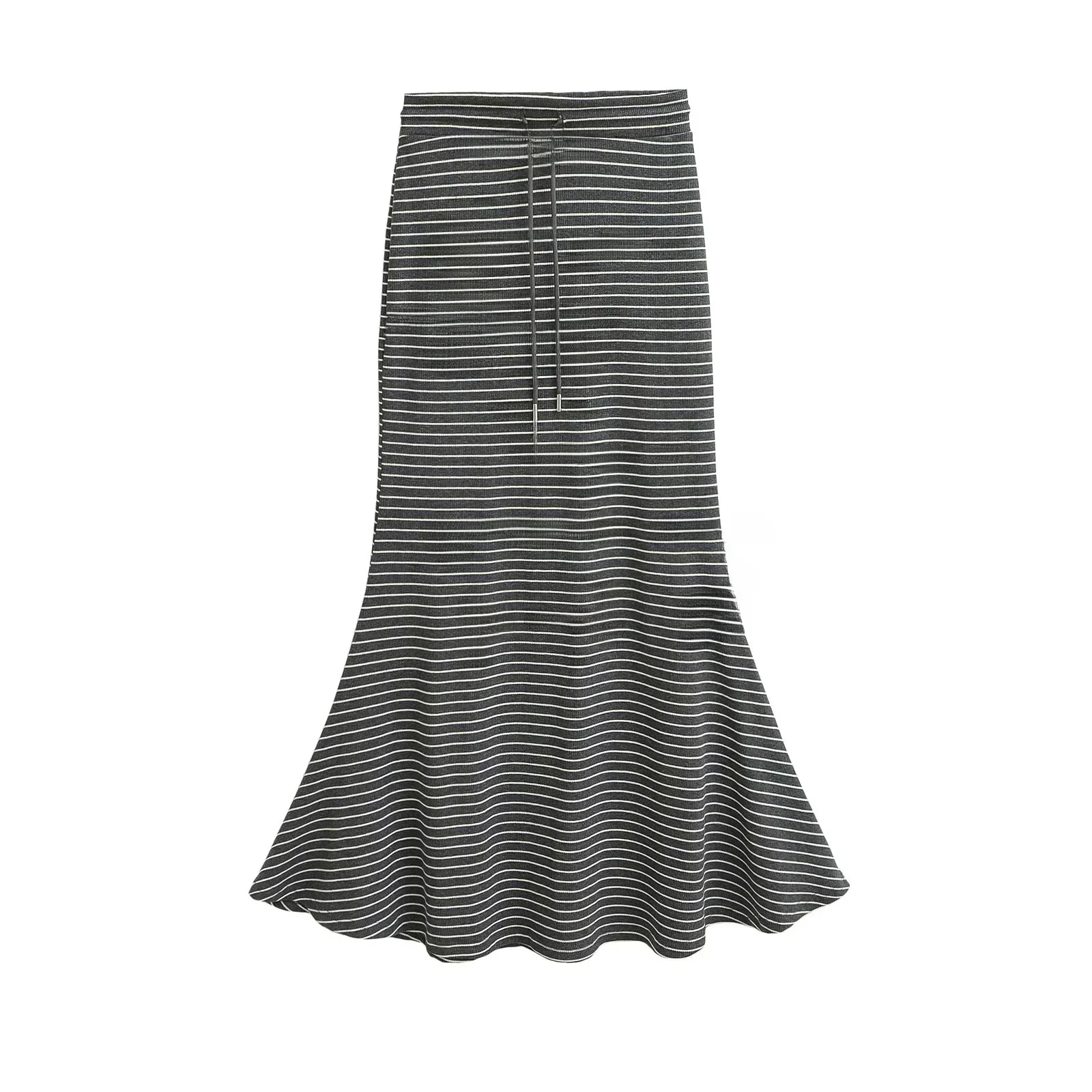 Hoge Taille Slim Fit Gestreepte Rok Vrouwen Sexy Bodycon Fi Staart Lange Rok Dstring Casual Pendelen Lente 2025
