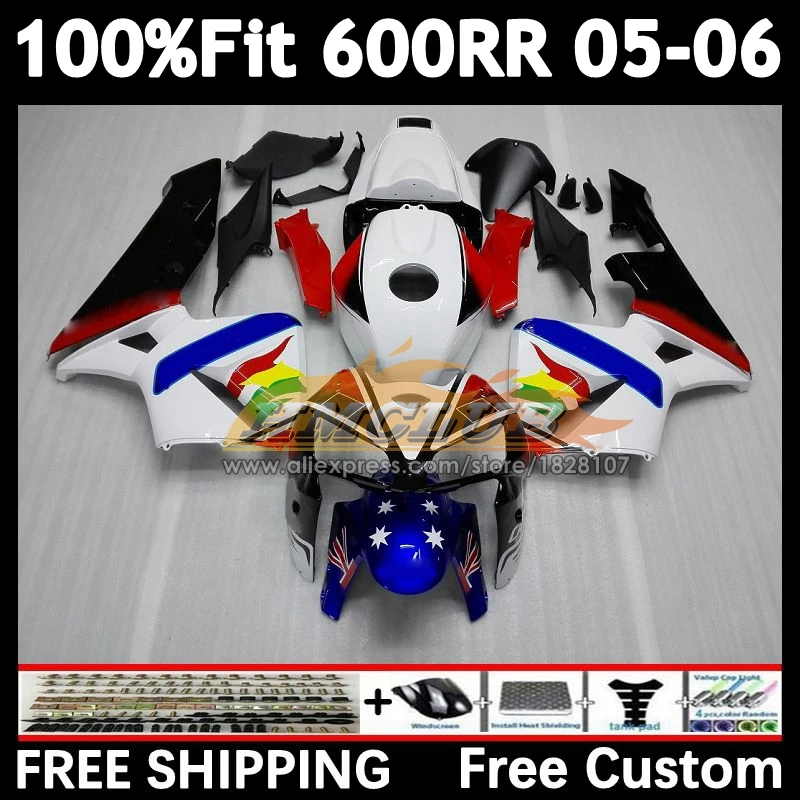 Injection For HONDA CBR600 CBR 600 RR CC 600RR 600F5 600CC F5 59No.17 CBR600RR 05 06 CBR600F5 blue white 2005 2006 OEM Fairing