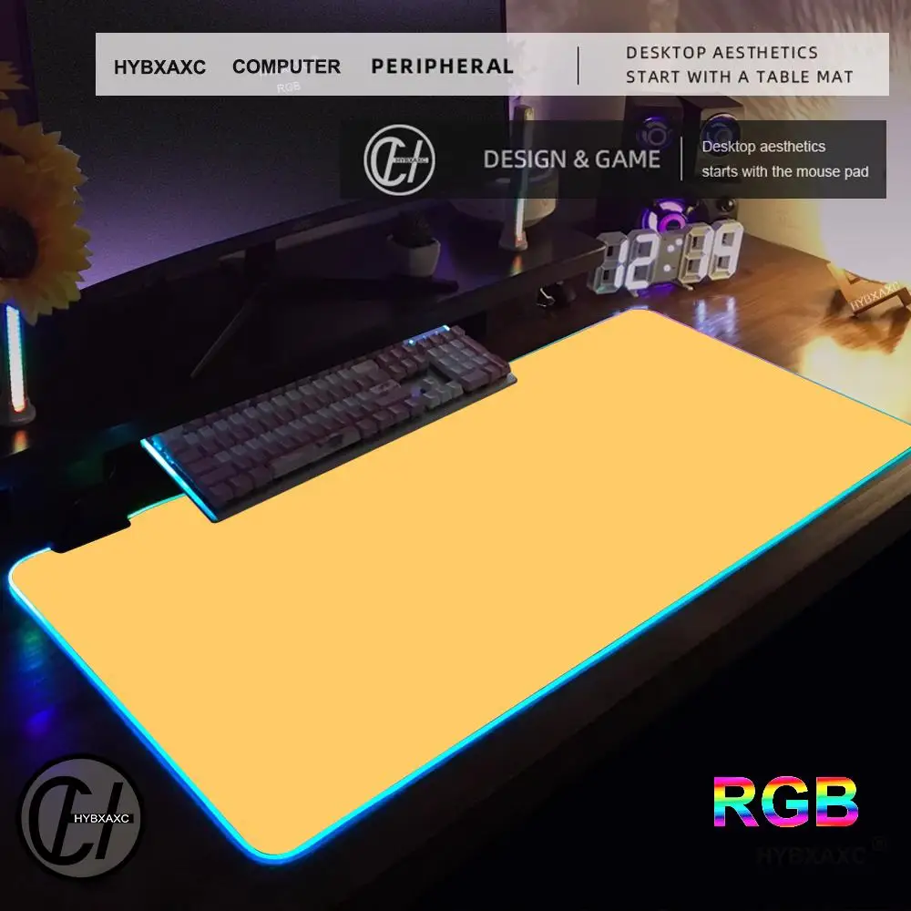 

Pure Black RGB Non-Slip Gaming Mouse Pad For PC Laptop Gamer Large Keyboard Cover Desk-mat Rubber Game Led Mouse Pad For Office