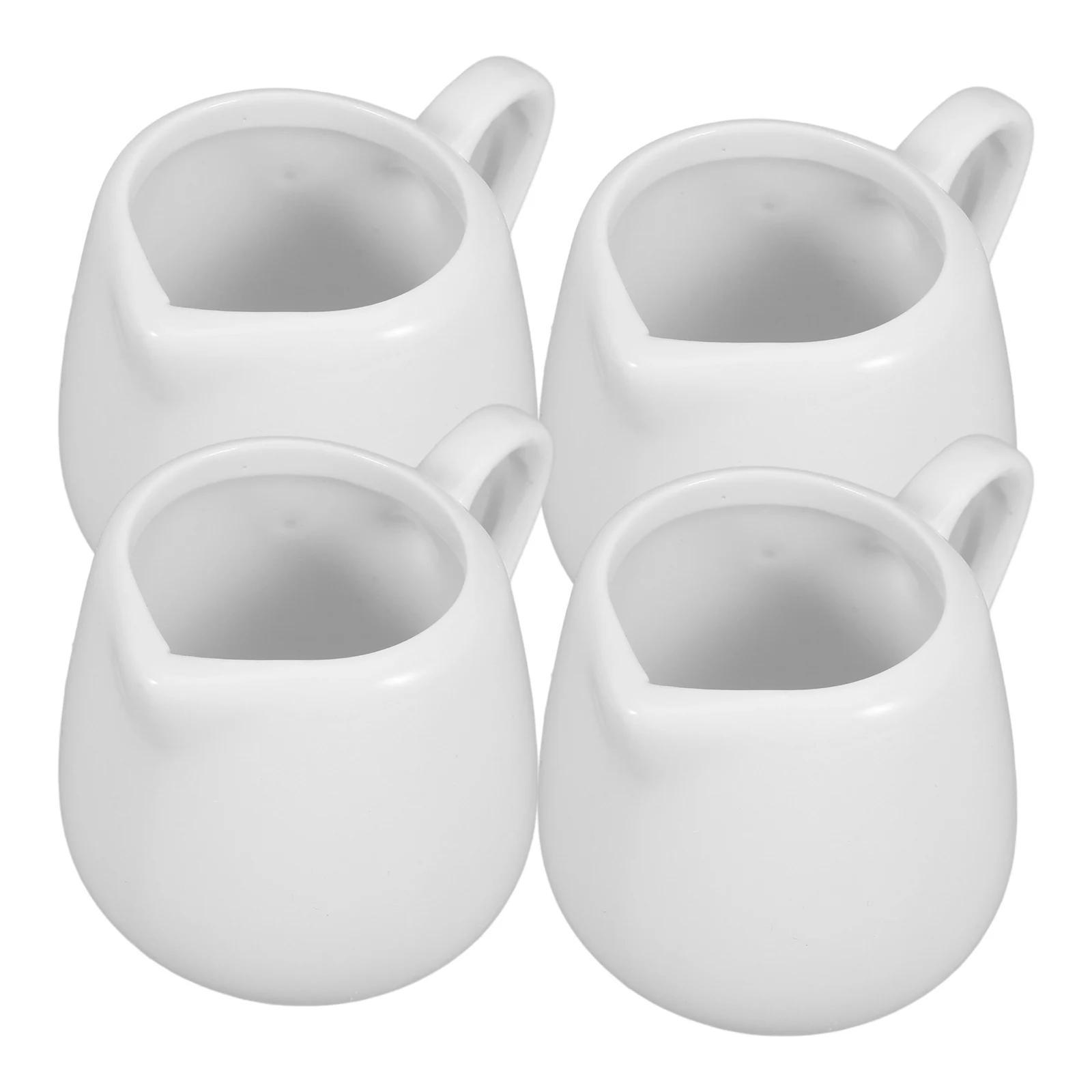 

4 pcs Mini Milk Jug Ceramic Sauce Jugs Kitchen Sauce Container Drip Free Spout Comfort Grip Handle Espresso Ceramics Storage