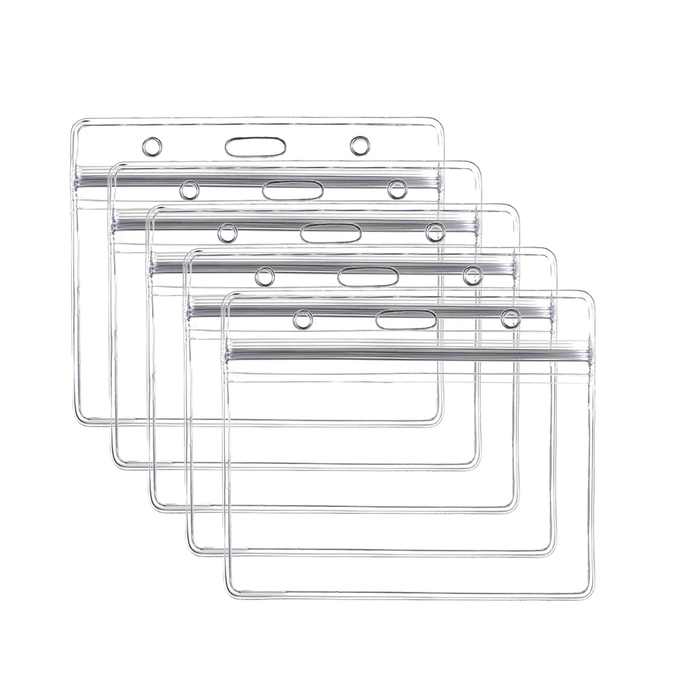 

10pcs Waterproof Badge Holder Transparent Id Card Case For Office School Events Plastic Name Tag Holder Weather Resistant