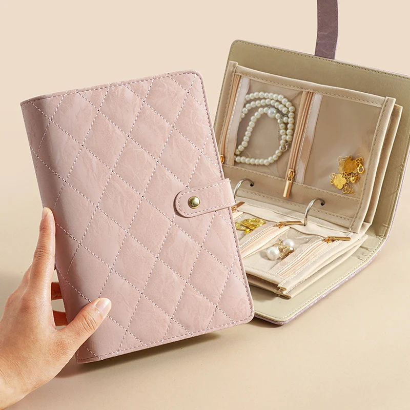 Portable PU Leather Jewelry Storage Book - Jewellery Binder Roll, Small Anti-Oxidation Storage Bag for Travel