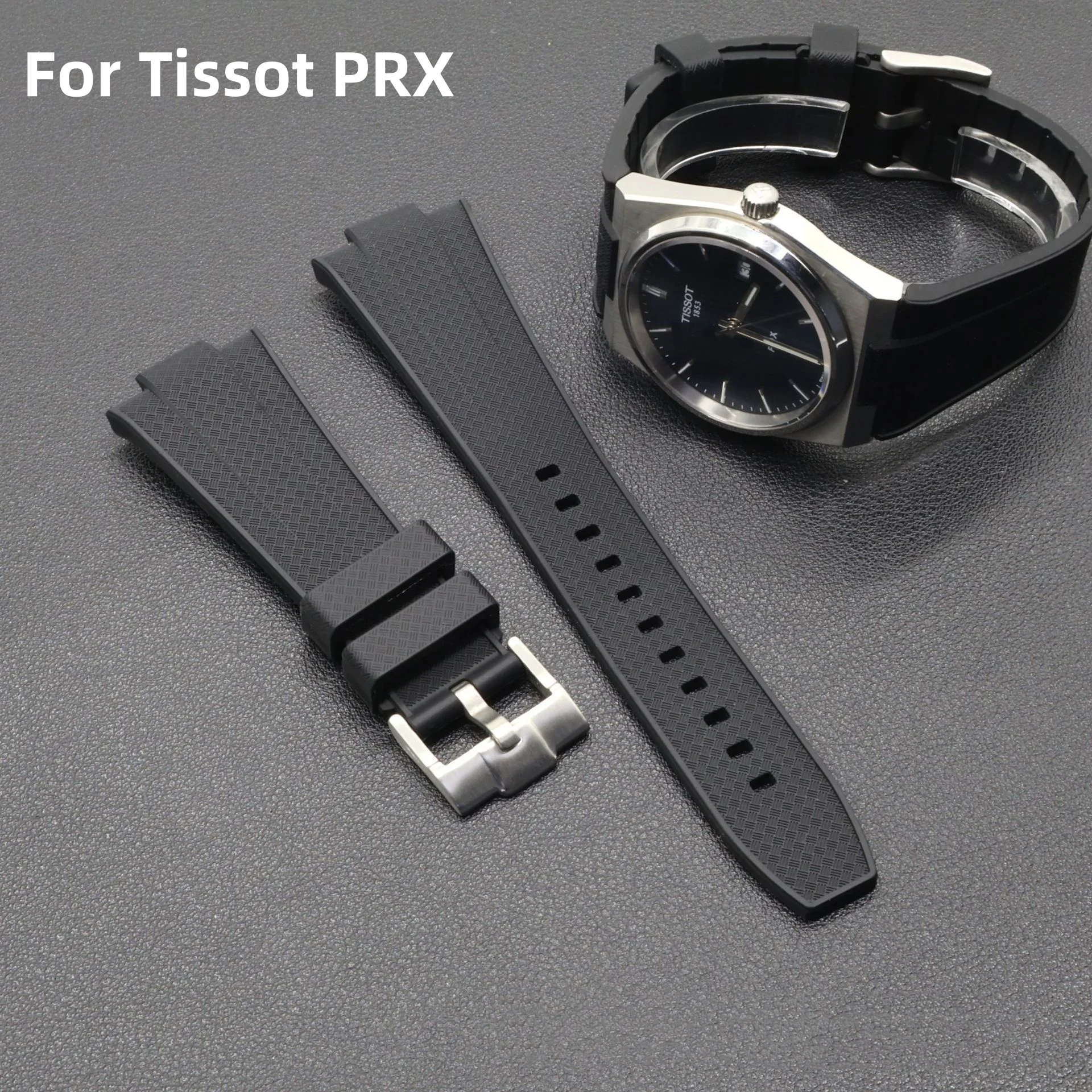 

12mm Silicone Rubber Strap for Tissot PRX T137.407/T137.410 Super Player 40mm Men Quick Release Convex End Watch Band Bracelet