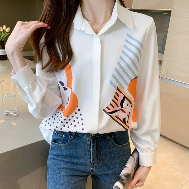 High-end Three-quarter Sleeves Lace-up Chiffon Shirt for Women\'s Spring Summer New Temperament Elegant Professional Female Top