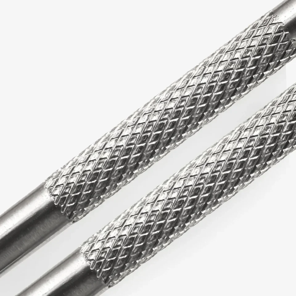 Palito de acero inoxidable de doble extremo para manicura, removedor de cutículas, lima de uñas biselada, cabeza circular biselada, empujador de cutículas 3