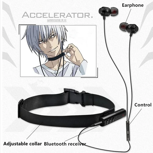 Imagen 2 del producto Auricular de Anime Toaru Kagaku No Railgun, Cosplay, un cierto índice mágico, Collar con acelerador, auricular de diente azul, regalo de utilería