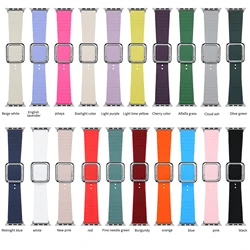 Sport silicone strap For Apple Watch 8 7 6 SE 38 40 41mm Modern Band for Iwatch 5 4 3  42 44 45 49mm Bracelet Silvery  buckle