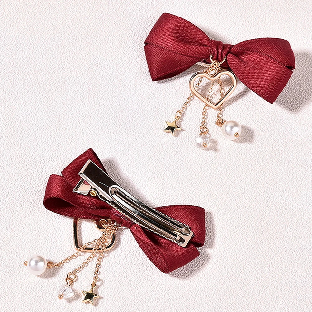 

2 Pcs Clip Hair Clip for Girls Bowknot Hairpin Women Bowknot Barrettes Tassel Decor Elegant Stylish Hair Bow Gifts