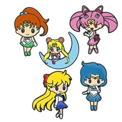 Anime Sailor Moon Enamel Pin Cute Cartoon Figure Tsukino Usagi Metal Badge Brooch Jacket Jeans Lapel Pin Jewelry Accessories