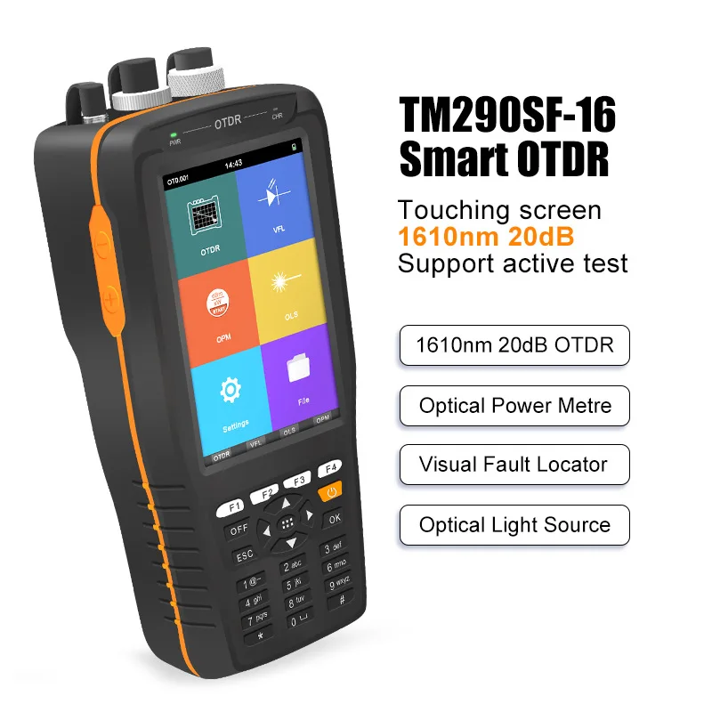 1610nm handheld mini otdr TM290SF-16 smart otdr reflekto meter optische leistungs messer mit vfl opm ols touch screen