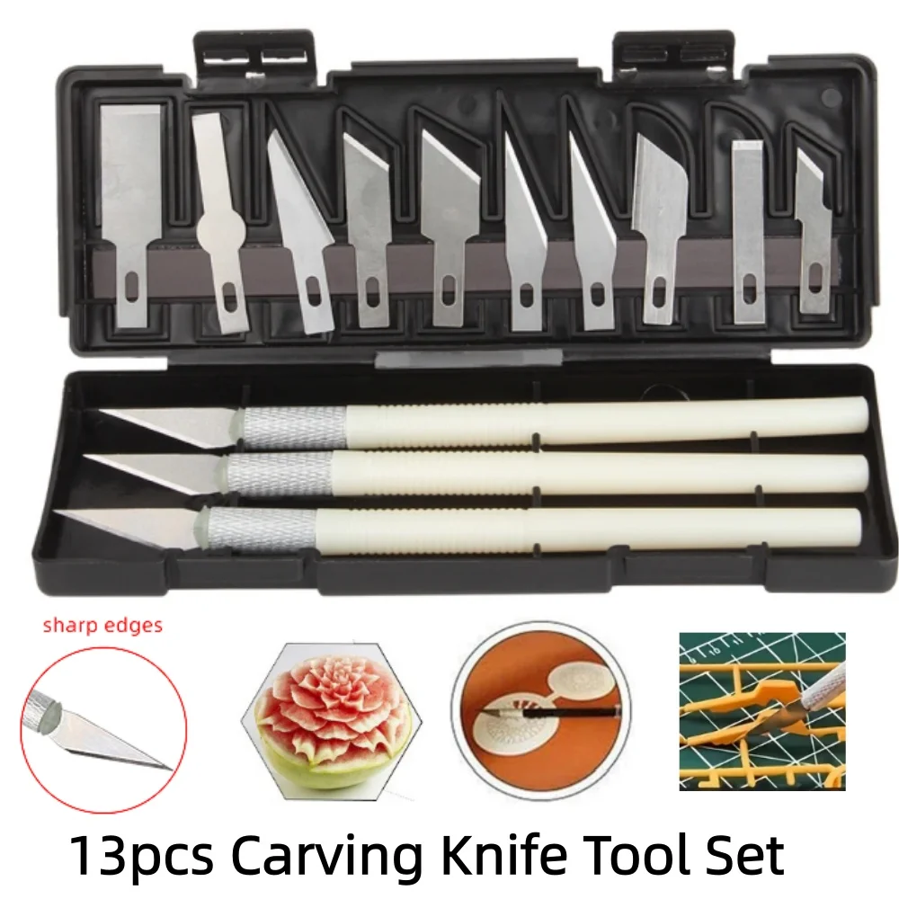13pcs Carving Knife Tool Set Metal Art Knife Perfect For Paper-cut Handcraft & Model Making