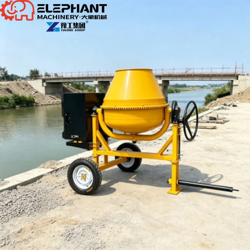 500L Low Cost Concrete Mixer, Manual Loading Mixing Machine For Small Scale Construction Use