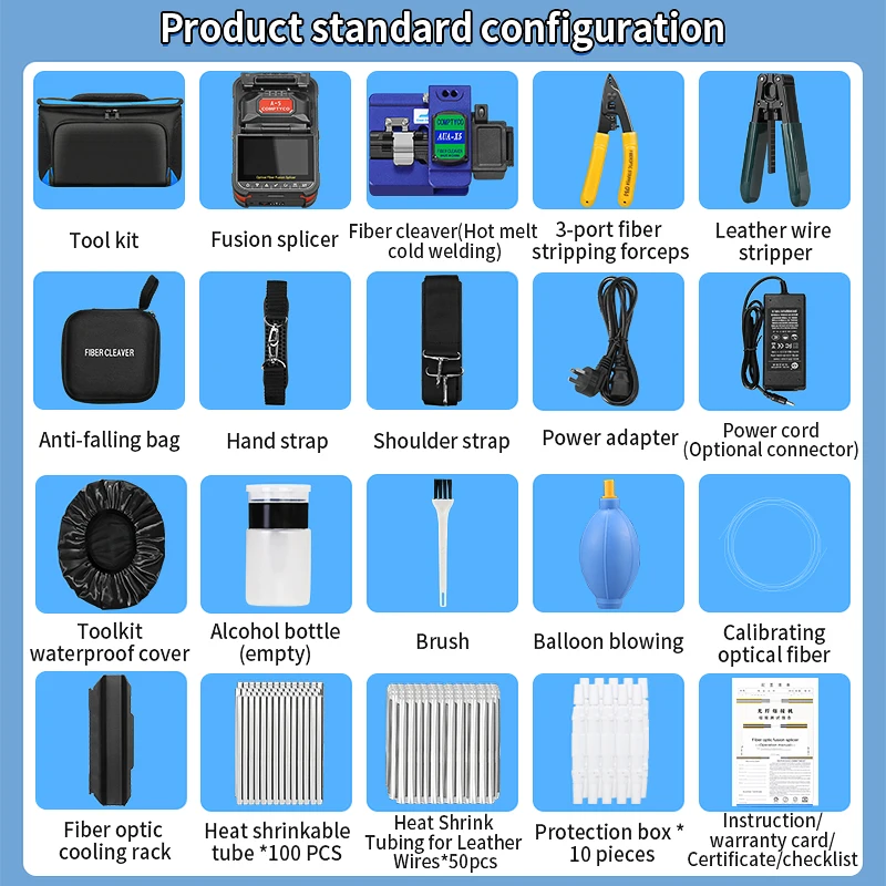 COMPTYCO A-5 الألياف البصرية الانصهار جهاز الربط SM MM متعدد اللغات آلة لحام الألياف الضوئية الألياف الأساسية تذوب الساخن المدمج في OPM VFL