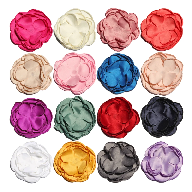 10PCS 8.5cm Newborn Fashion Handmand Burnt Edge Fabric Flowers for Hair Clips Chiffon Hair Flowers for Kids Hair Accessories