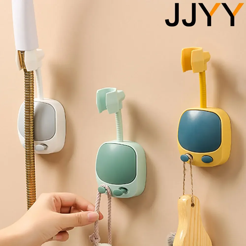 

JJYY Adjustable 360° Swivel ABS Fixed Base Shower Stand Non-Suction Cup Shower Head Stand No Punch Bathroom Accessories