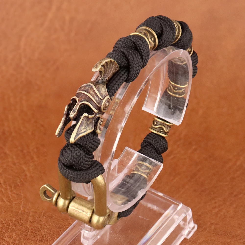 New Spartan Warrior Helmet Lanyard Bracelets for Men Boy Gift Adjustable Outdoor Survival Paracord Bangles Handmade Jewelry
