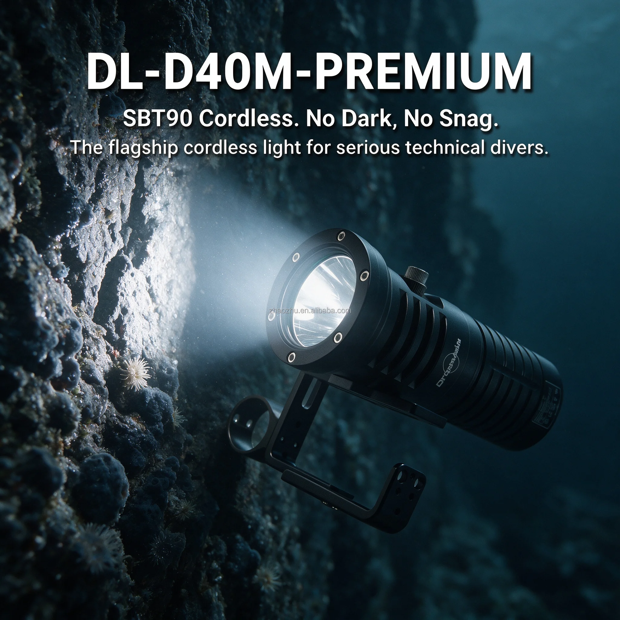Wholesale PROZHAOZHU D40M SBT90 6000LM Handheld Tech Dive Torch 3-Mode Rechargeable IP68 150M For Technical Diving Cave Wreck