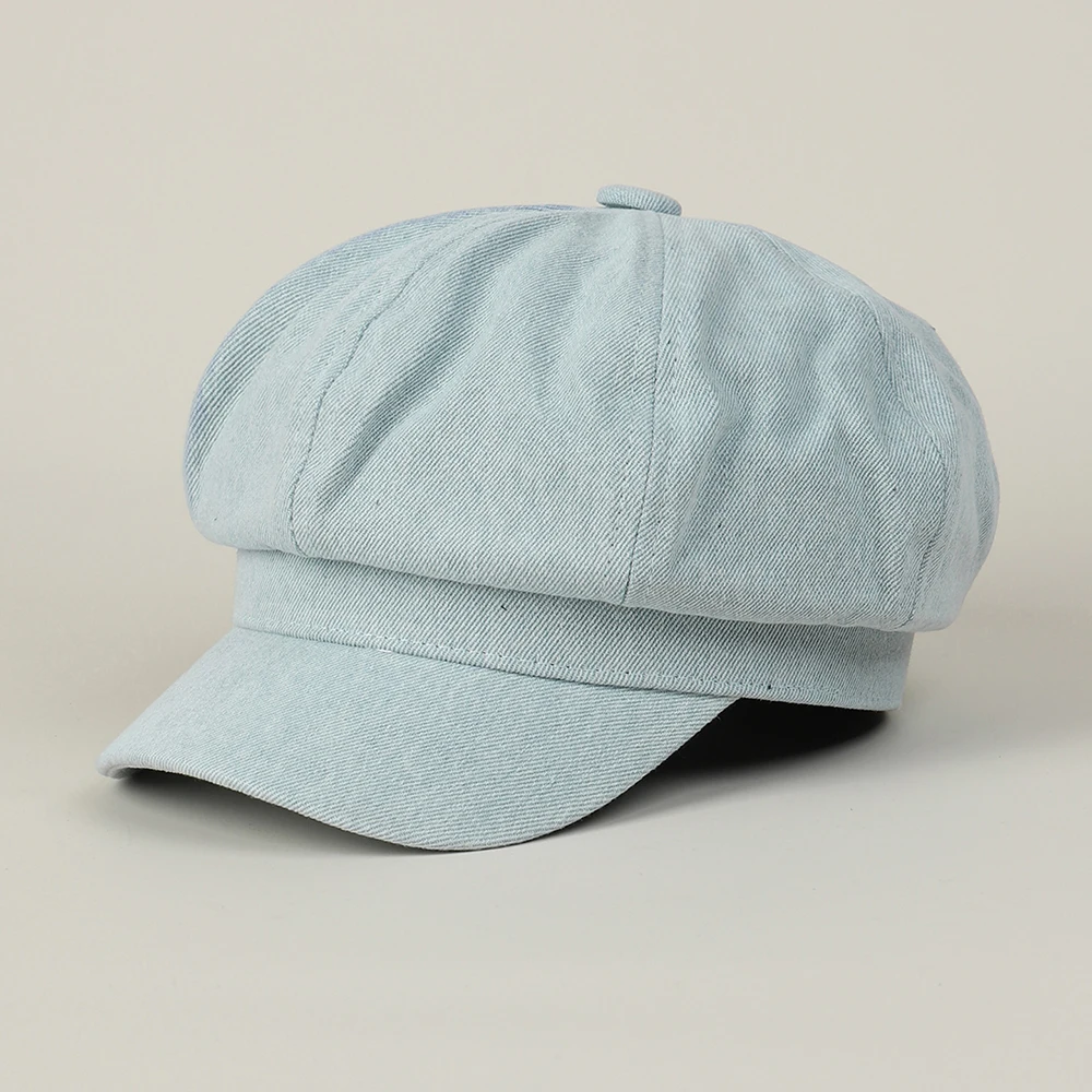 Octagonal Cap Denim Newsboy Hat Women Casual Sun Protection Accessory For Spring Outdoor Painter Casual