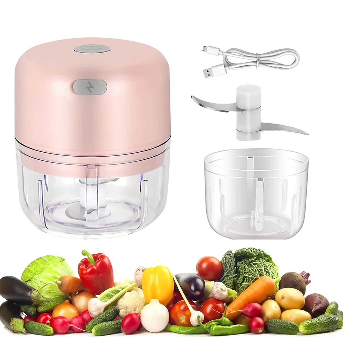 

Портативный электрический измельчитель чеснока на 100 мл, беспроводной мини-кухонный комбайн с острым лезвием, измельчитель овощей на батарейках