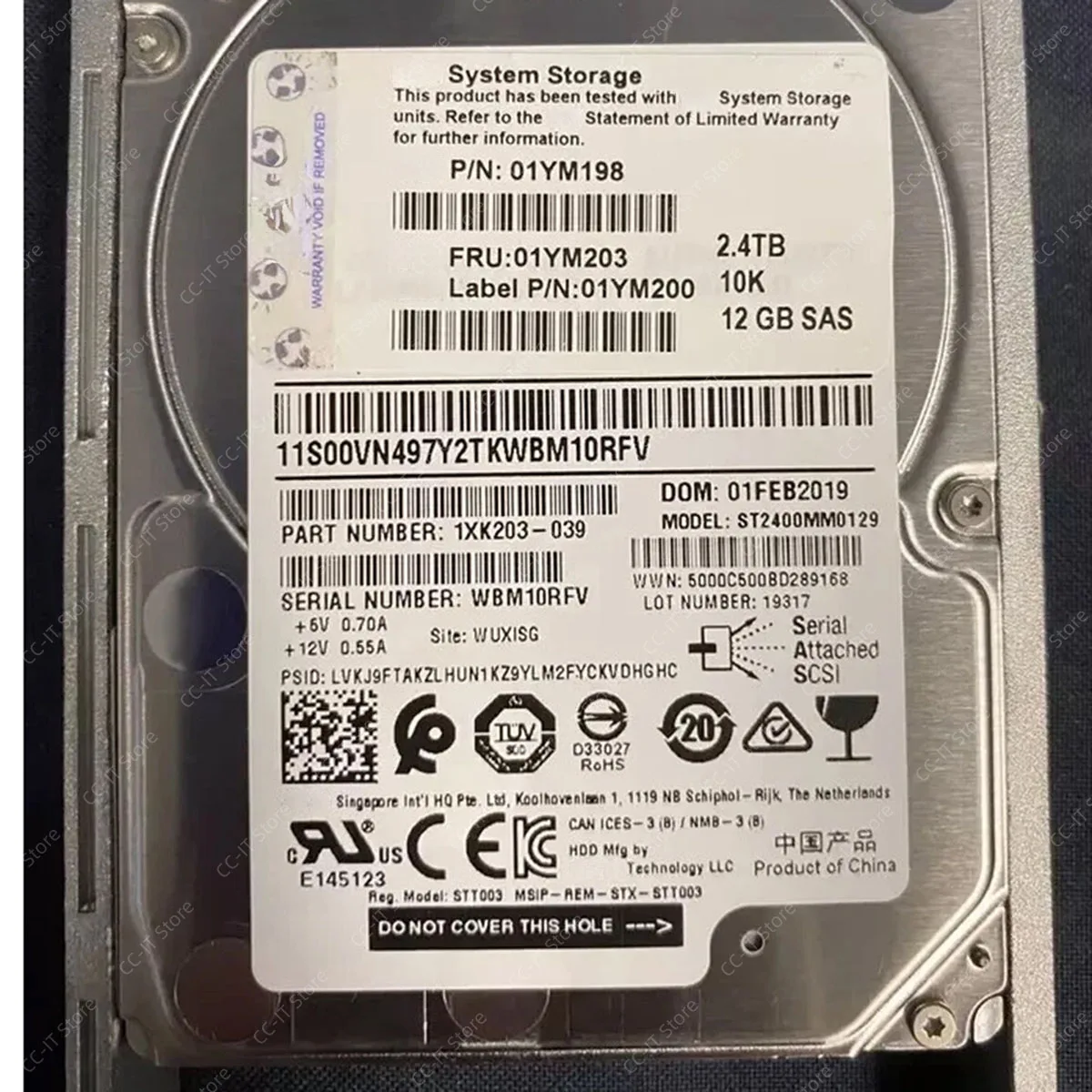 2.4TB 10K RPM SAS 12Gbps 2.5'' Enterprise Hard Drive 01YM198 01YM200 01YM203 For V5000 G2 Storage Array