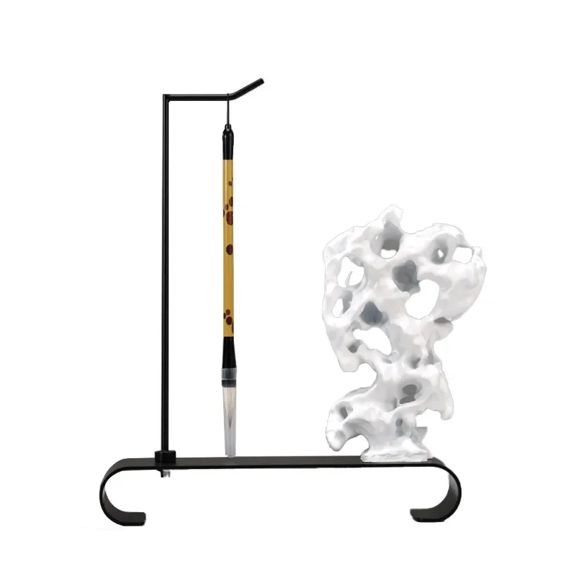 Modern Chinese Style Resin Brush Holder Taihu Stone Design Pen Rest Ornament for Study Room Desk Decoration Home Office