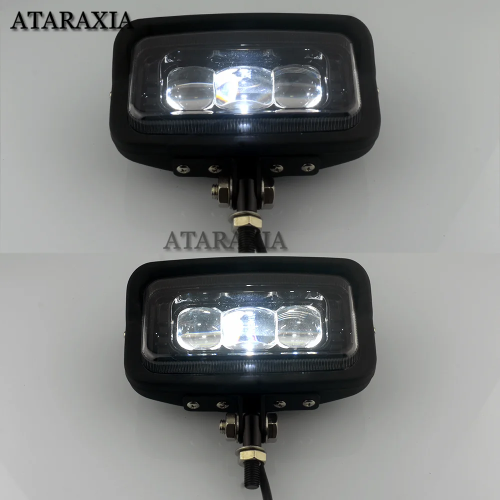 Motorcycle Square LED Headlight Hi/Lo Beam Retro Headlamp Visor 10mm Bottom Mount Universal For Harley Cruiser Bobber Chopper