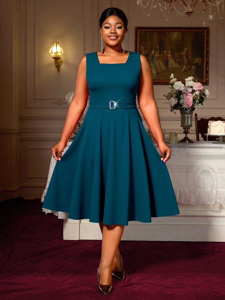 

Women Elegant Two Piece Set A Line Sleeveless Dress With Bolero Waist Belt Pleated Classy Stylish Office Lady Party Church Gown
