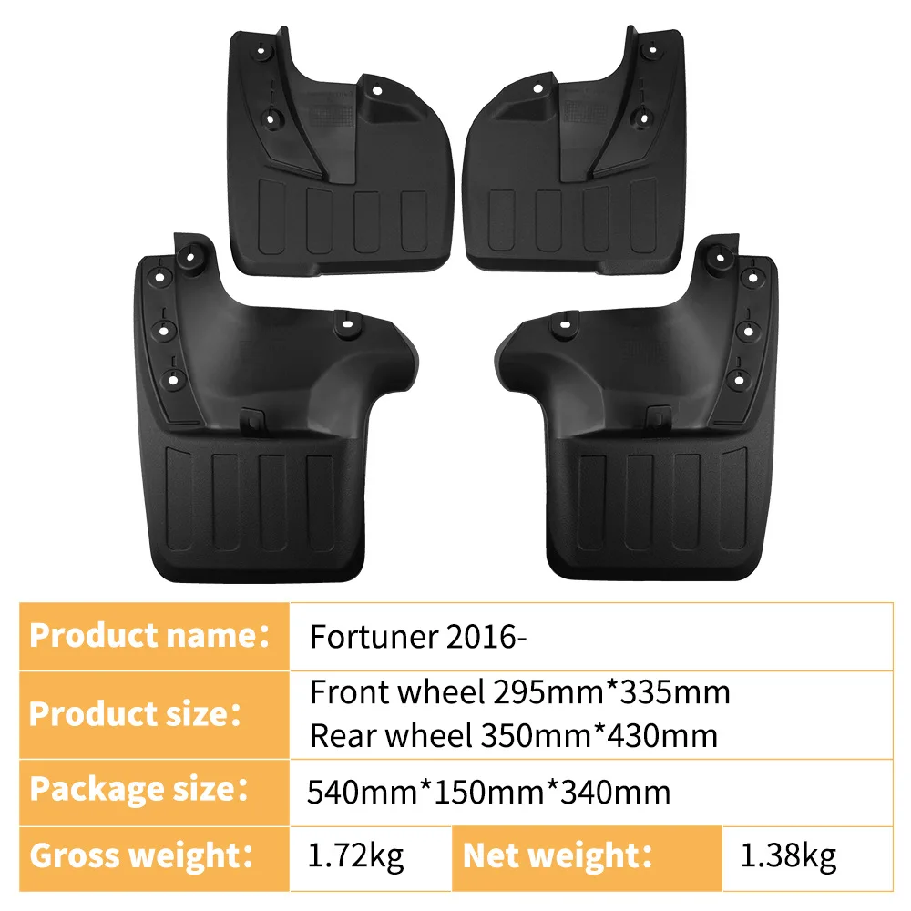 

For Toyota Fortuner 2016-2025 car tire fender skin car accessories mud flaps fender flares