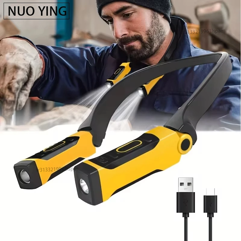 Lampe de lecture LED rechargeable pour le cou – Deux niveaux de luminosité, parfaite pour lire, tricoter, le camping et réparer la lampe de travail LED