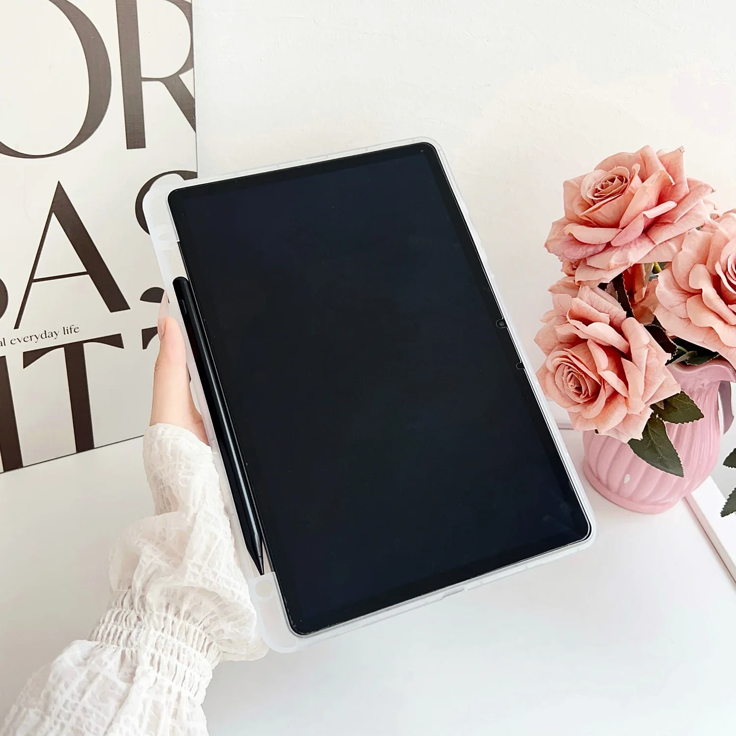 

Clear Case For Samsung Tab S7 S8 S9 A9 Plus A7 Lite Tablet Cases with Pencil Slot Sleeve Shockproof Soft Transparent Cover