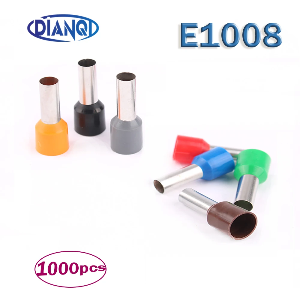 E1008 Buis isolerende Geïsoleerde terminals 1000 stks/pak 1MM2 Kabel Draad Connector Isolerende Crimp Terminal Connector E-