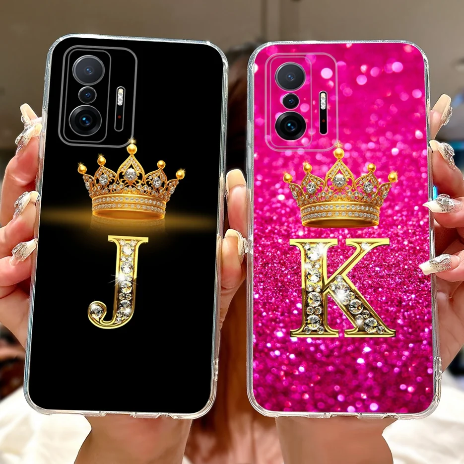 For Xiaomi 11T Pro Cute Crown Letters Cover Clear Silicone Soft Slim Phone Case For Xiaomi Mi 11T Pro Mi11T 5G Back Cover Fundas