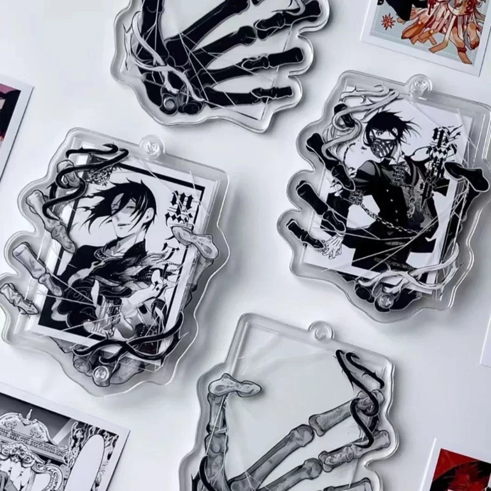 3 Polegada quadro de cartão acrílico ins pequeno quadro de armazenamento de cartão gumei moldura de foto preto branco horror esqueleto decoração ornamento de mesa