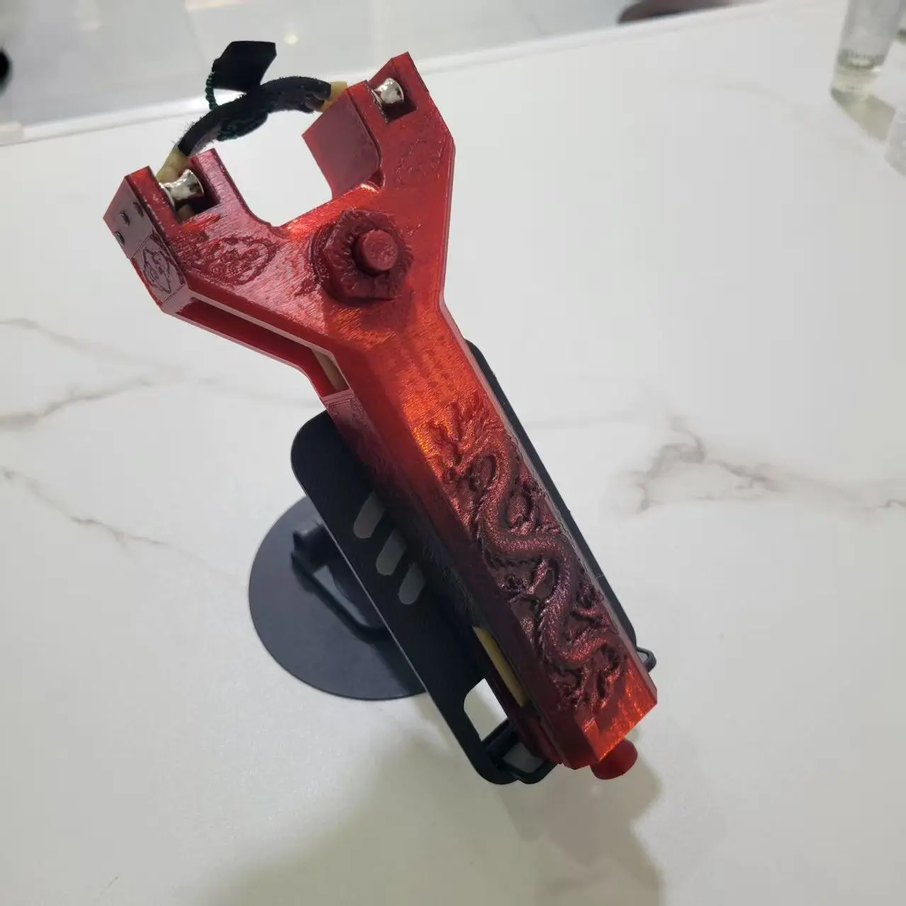 3D Printed Outdoor Portable EDC Red Dragon Creative Automatic Loading Rapid Fire Slingshot Hiking Camping Tool view 2