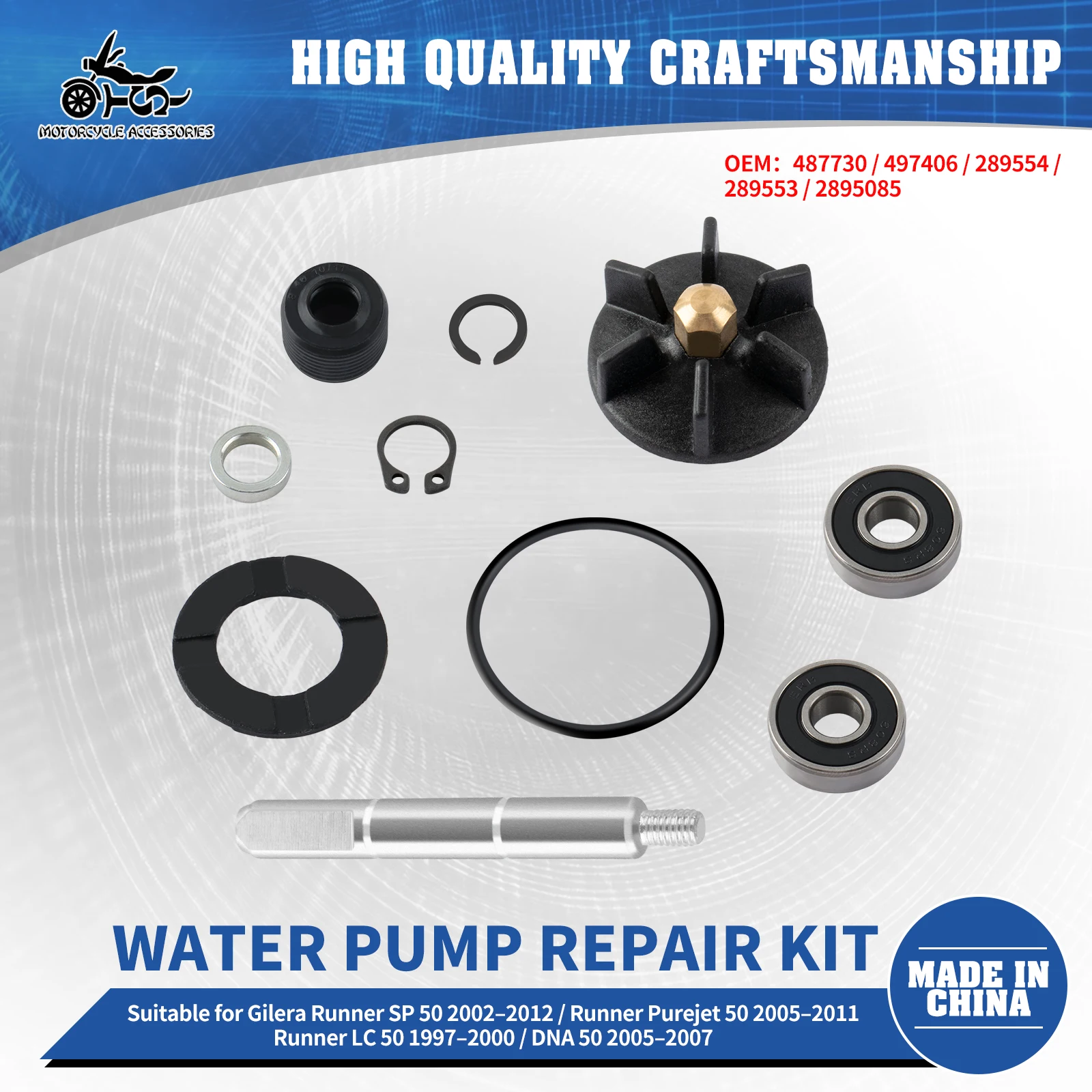 SJ Motorcycle Accessories Scooter Water Pump Repair Kit For Gilera Dna Gp Experience 50 Runner Purejet St 50cc 100110020